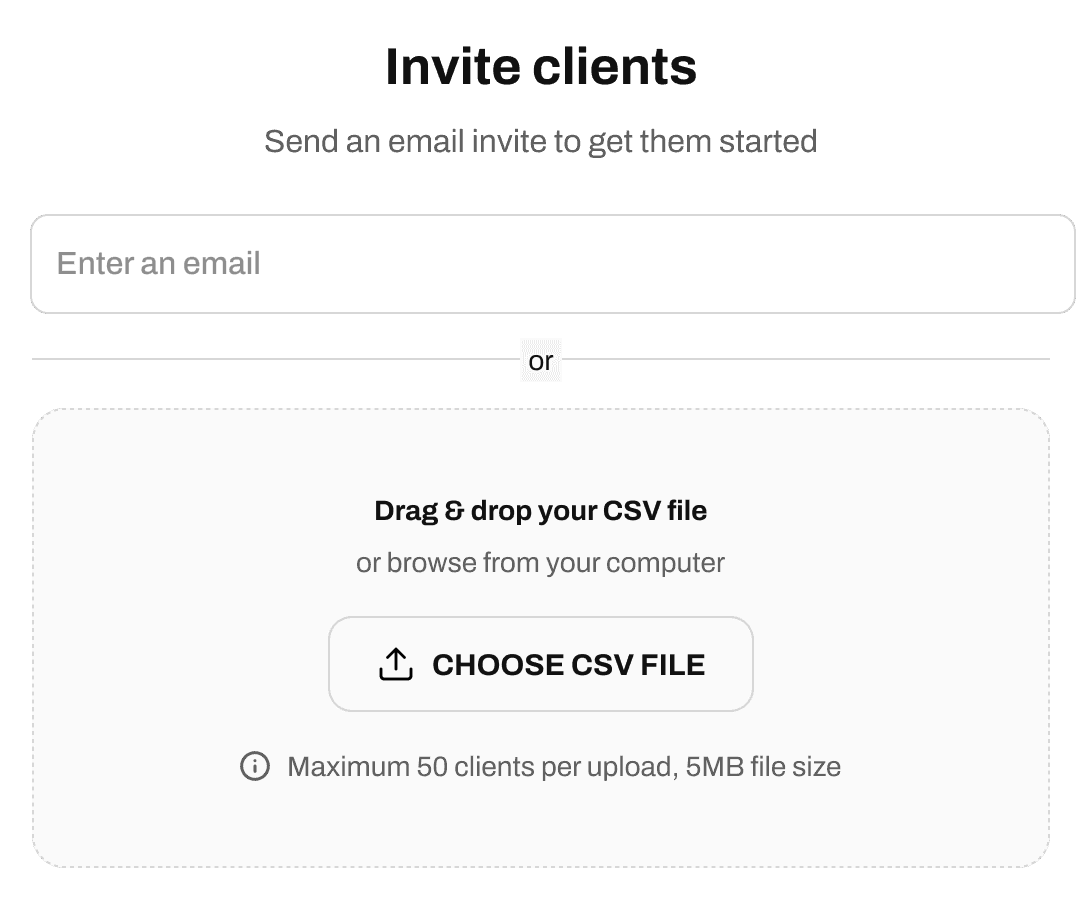 Inviting a client in Aequify
