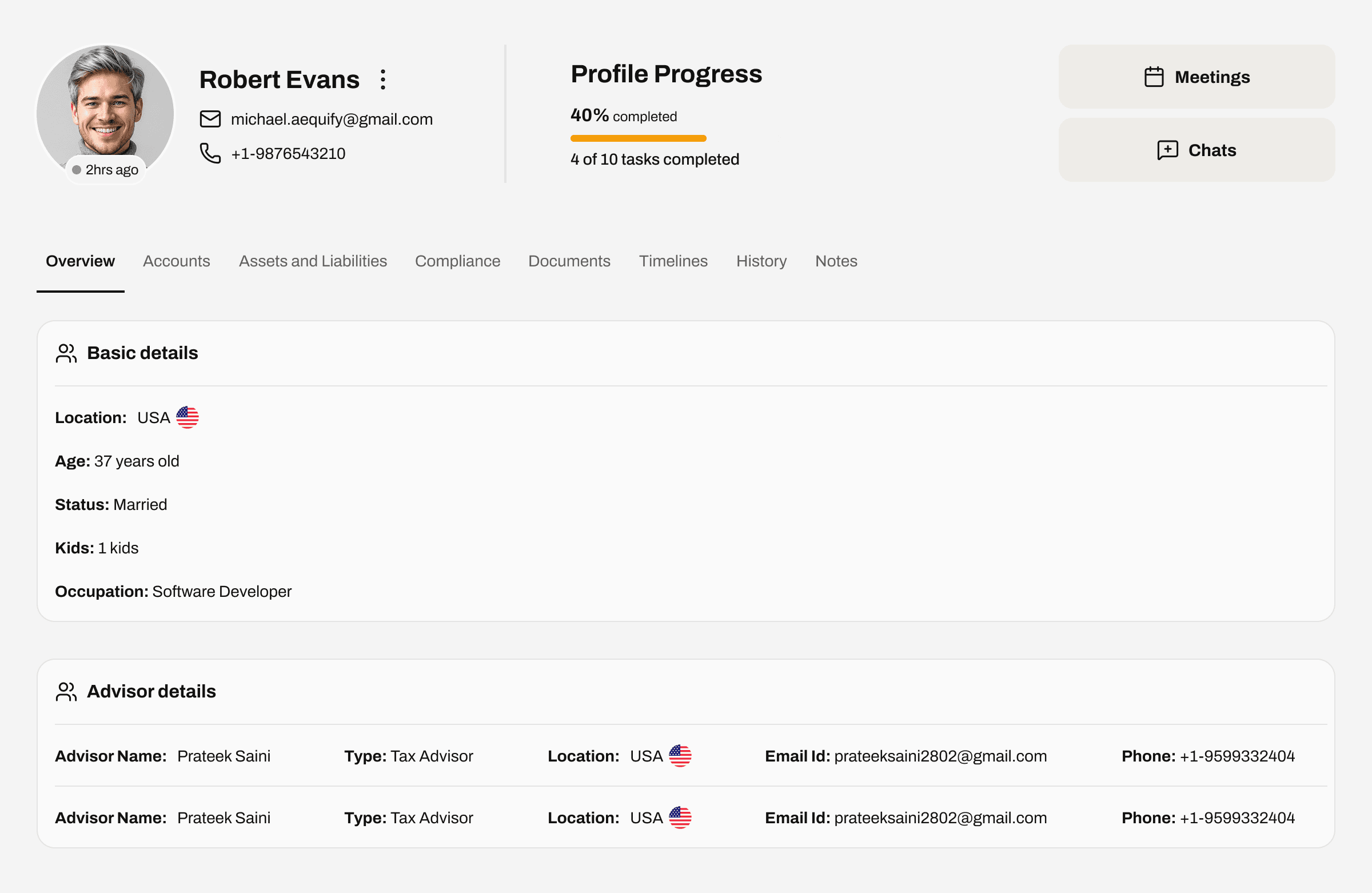 Reviewing client insights in Aequify